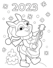 Раскраски новый год кролика 2023
